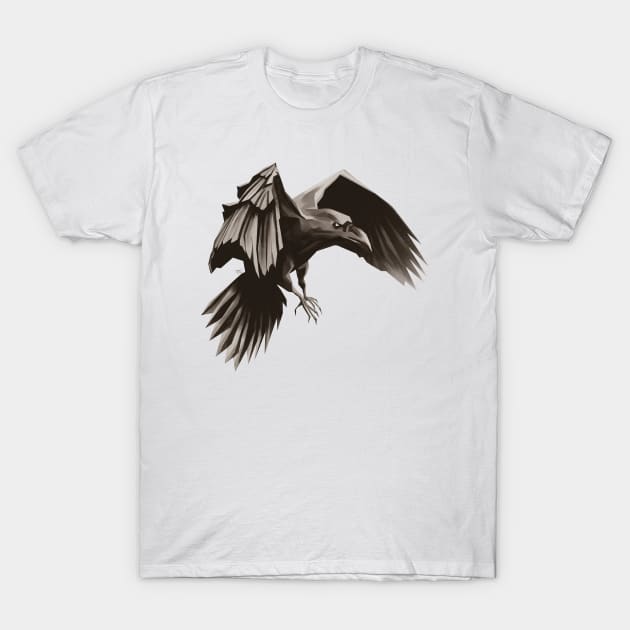 Black Raven T-Shirt by moozydraws